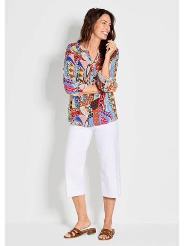 GOLDNER Florale Druckbluse mit V-Ausschnitt in bunt / gemustert