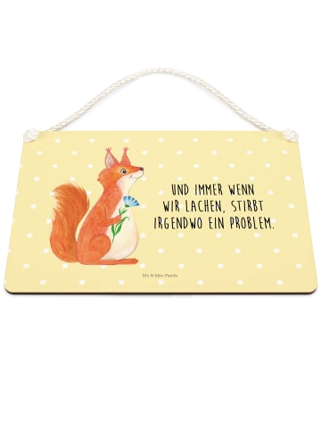 Mr. & Mrs. Panda Deko Schild Eichhörnchen Blume mit Spruch in Gelb Pastell