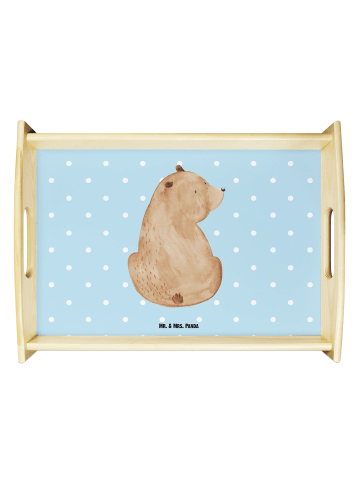 Mr. & Mrs. Panda Tablett Bär Schulterblick ohne Spruch in Blau Pastell