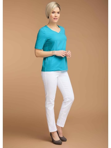 GOLDNER T-Shirt Halbarm Basic-Shirt aus Baumwolle in türkis