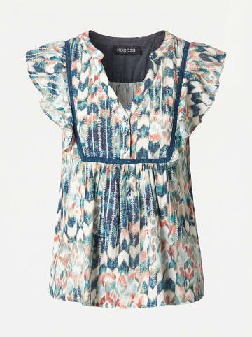 KOROSHI Damenbluse mit Rüschenmuster in bunt