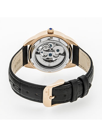 Empress Godiva Automatikuhr mit Perlmutt-Lederarmband in Rose Gold/Black
