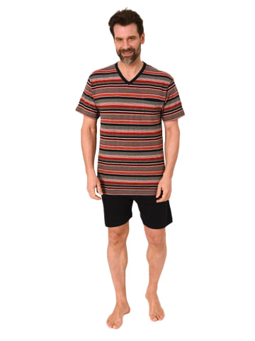 NORMANN Kurzarm Schlafanzug Pyjama Shorty Streifen - 84476 in rot