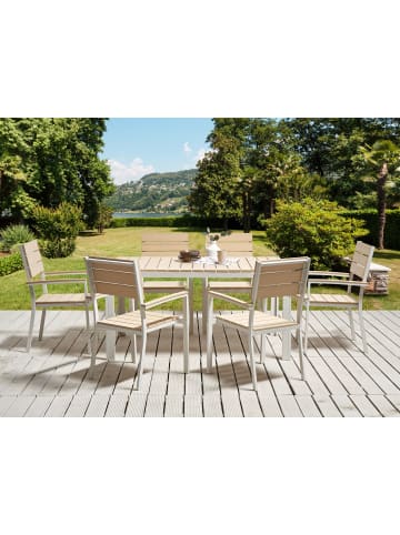 Beliani Gartentisch COMO in Beige/Weiß - (W) 90 x (H) 74 x (L) 150 cm