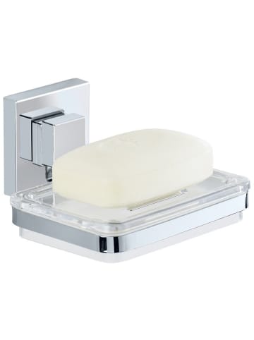 Wenko Vacuum-Loc Seifenablage Quadro Edelstahl in Silbern, 12 x 7 cm