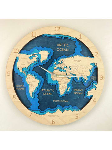 BusyKids Wanduhr "Weltkarte" in Natur