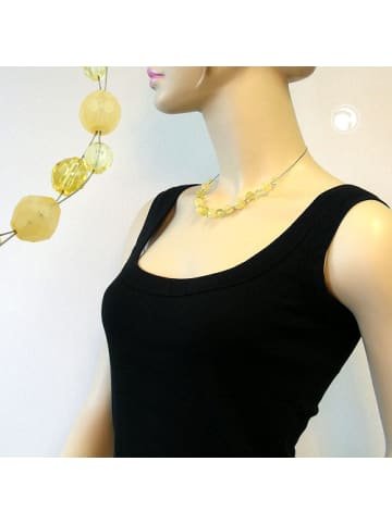 Gallay Kette Drahtkette mit facettierten Glasperlen in gelben Farbtönen 44cm lang in gelb