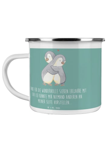 Mr. & Mrs. Panda Trinkbecher 7. Hochzeitstag Kupferhochzeit mit ... in Meeresbrise