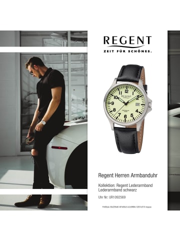 Regent Armbanduhr-Analog schwarz mittel (ca. 36mm) Regent Lederarmband