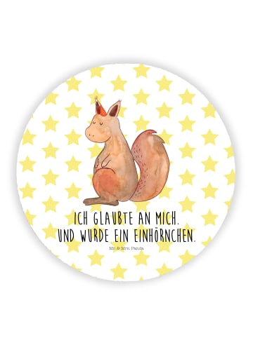Mr. & Mrs. Panda Rund Magnet Einhorn Glauben mit Spruch in Weiß
