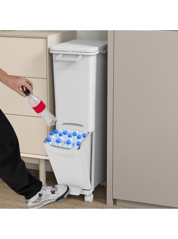 COSTWAY Mülleimer 2 Fächer 40 x 26 x 84 cm in Weiß