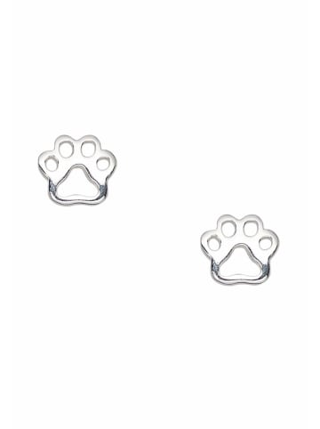 Gemshine Ohrhänger Pfoten: Katze, Hund in silver coloured
