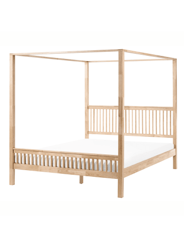 Beliani Himmelbett HARFLEUR in Braun - (W) 185 x (H) 203 x (L) 211 cm