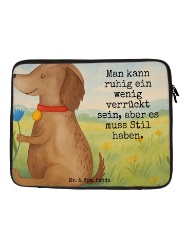 Mr. & Mrs. Panda Laptop Tasche Hund Blume Design mit Spruch in Weiß