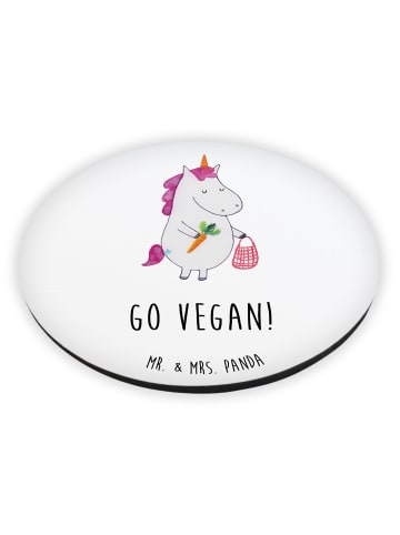 Mr. & Mrs. Panda Rund Magnet Einhorn Vegan mit Spruch in Weiß