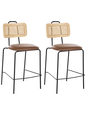 Beliani 2-tlg Barhocker ADELANTO in Braun/Schwarz