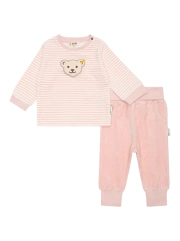 Steiff Strampler in Rosa/Weiß