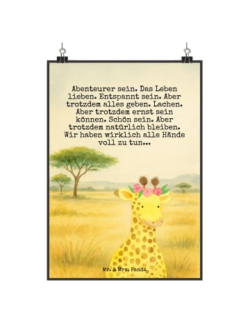Mr. & Mrs. Panda Poster Giraffe Blumenkranz Design mit Spruch in Weiß
