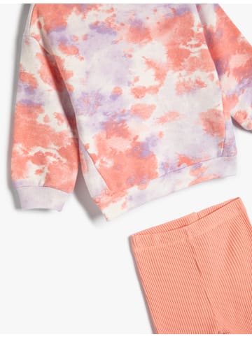 KOTON 2tlg. Outfit: Sweatshirt/Hose in Ekru Gemustert