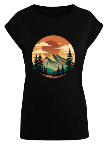F4NT4STIC T-Shirt Sonnenuntergang Berglandschaft in schwarz