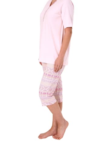 NORMANN Capri Pyjama kurzarm Ethnolook - 44516 in rosa