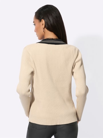 creation L Pima-Baumwoll-Twinset in sand-schwarz