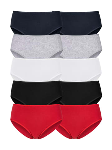 PETITE FLEUR Go in Hüftslip (10 Stück) in rot, schwarz, weiß, grau-meliert, navy