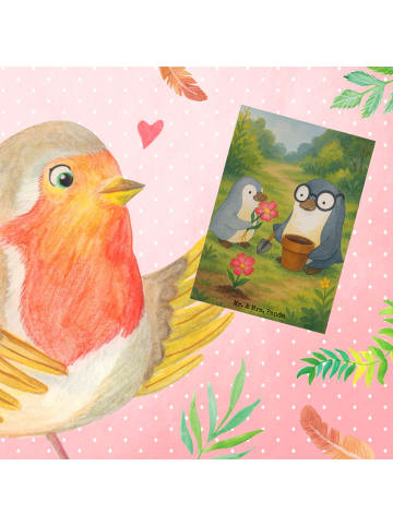 Mr. & Mrs. Panda neujahrskarte Pinguin Opa Blumen pflanzen Desig... in Weiß