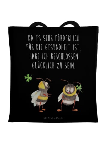 Mr. & Mrs. Panda Einkaufsbeutel Hummeln Kleeblatt mit Spruch in Schwarz