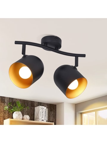 ZMH Deckenleuchte in Schwarzgold 2-flammige E14 Vintage Deckenlampe