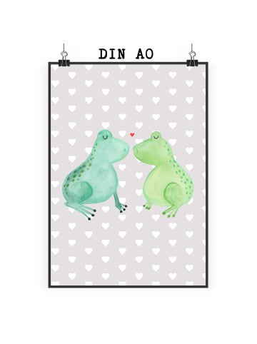 Mr. & Mrs. Panda Poster Frosch Liebe ohne Spruch in Grau Pastell