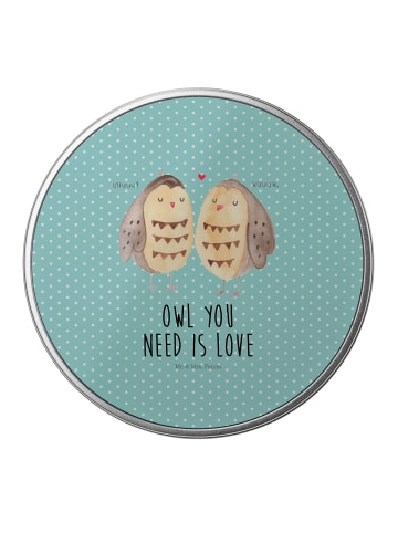 Mr. & Mrs. Panda Aufbewahrungsbox Eulen Liebe mit Spruch in Türkis Pastell