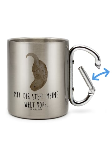 Mr. & Mrs. Panda Becher Aus Edelstahl Otter Kopfüber mit Spruch in Silber