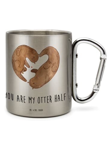 Mr. & Mrs. Panda Wanderbecher Otter Herz mit Spruch in Silber