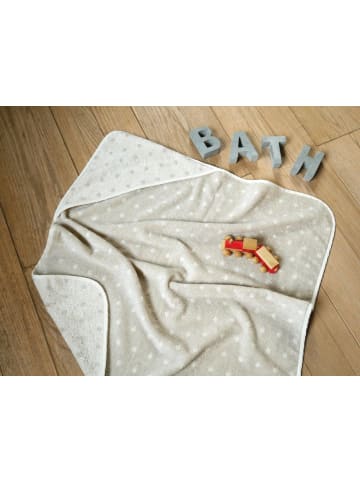 Framsohn Babybadetuch mit Kapuze "Baby Pünktchen" in Beige - (L) 80 x (B) 80 cm