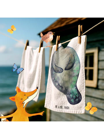 Mr. & Mrs. Panda Handtuch Seekuh Happy ohne Spruch in Weiß