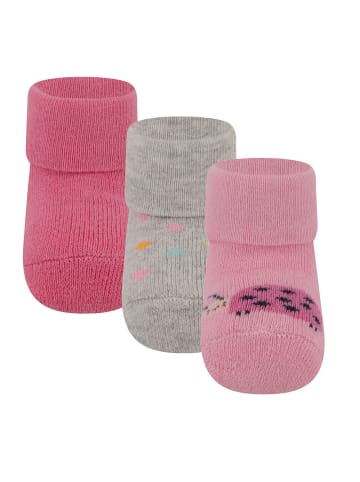 ewers 3er-Set Newborn Socken 3er Pack Marienkäfer in ice pink-hellsilber mel.-h.him