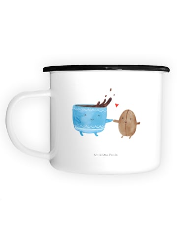 Mr. & Mrs. Panda Emaille Becher Kaffee Bohne ohne Spruch in Weiß