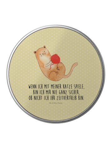 Mr. & Mrs. Panda Keksdose Katze Wolle mit Spruch in Gelb Pastell