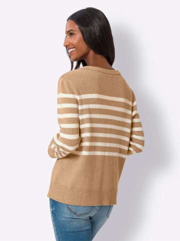 Heine Strickjacke in camel-ecru-geringelt