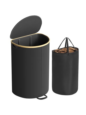 SONGMICS Wäschebox Roxanne in Schwarz-Beige - (B)32.5 x (H)75 x (T)42.5 cm