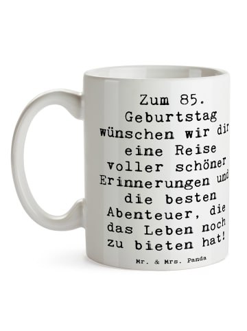 Mr. & Mrs. Panda Kaffeebecher Spruch 85. Geburtstag mit Spruch in Weiß