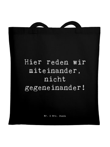 Mr. & Mrs. Panda Shopping Tasche Spruch Konflikte friedlich löse... in Schwarz