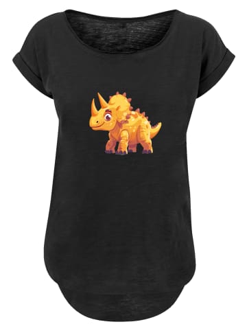 F4NT4STIC Long Cut T-Shirt Süßer Triceratops Dinosaurier in schwarz