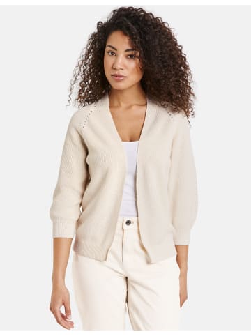 TAIFUN Jacke Strick in Light Creme gemustert