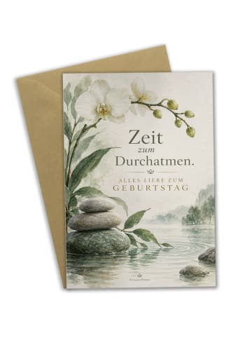 Mr. & Mrs. Panda Geburtstagskarte Flusssteine Ausbalanciert Desi... in Weiß