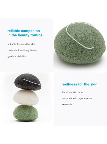 Intirilife Konjac Schwamm für Gesichtsreinigung Peeling alle Hauttypen in Grün