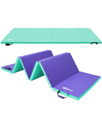 eyepower 300x100 Klappbare Gymnastikmatte - 5cm dicke Turnmatte Mint Aubergine