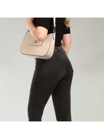 Florence Florence Schultertasche Leder beige ca. 28cm