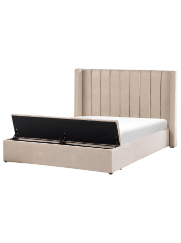 Beliani Doppelbett NOYERS in Beige - (W) 190 x (H) 132 x (L) 247 cm
